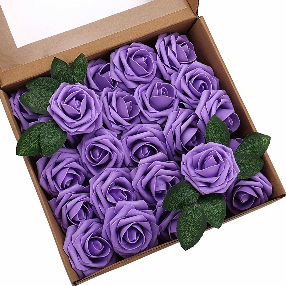 Artificial Flower Heads Rose Flower head Wedding Party Decor 50 pcs Purple